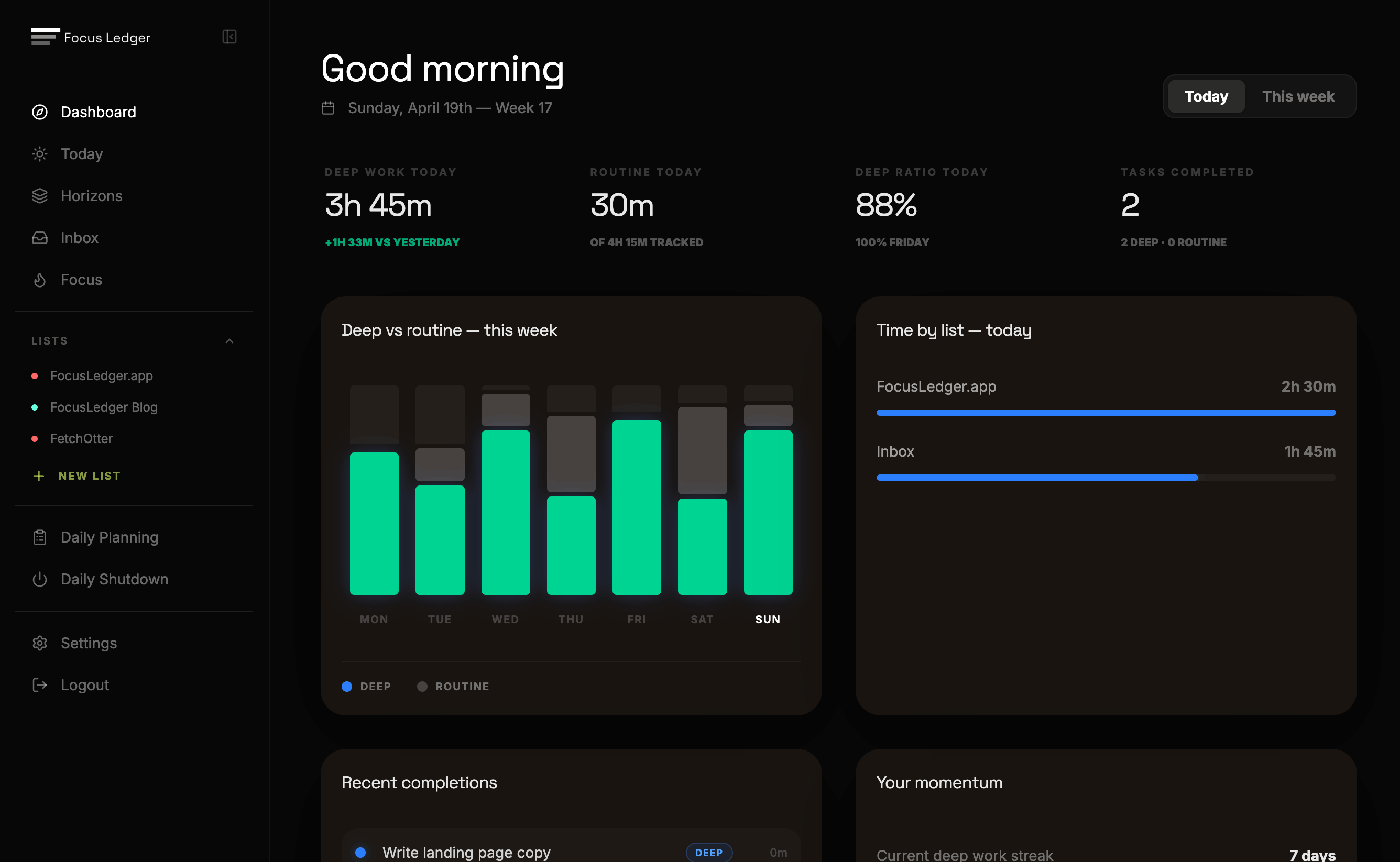 FocusLedger Dashboard