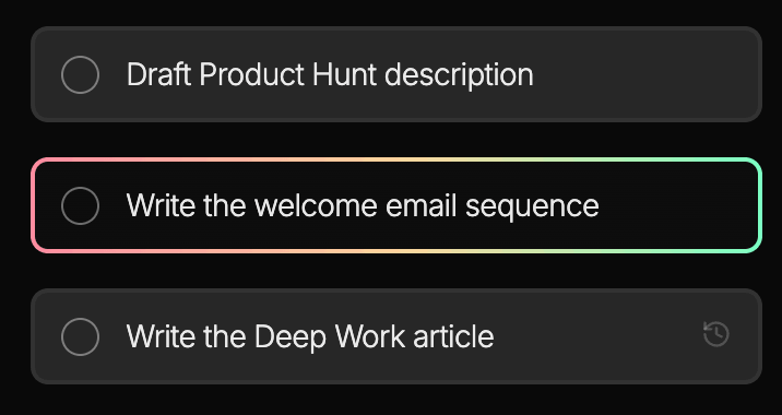 FocusLedger Task Highlighted