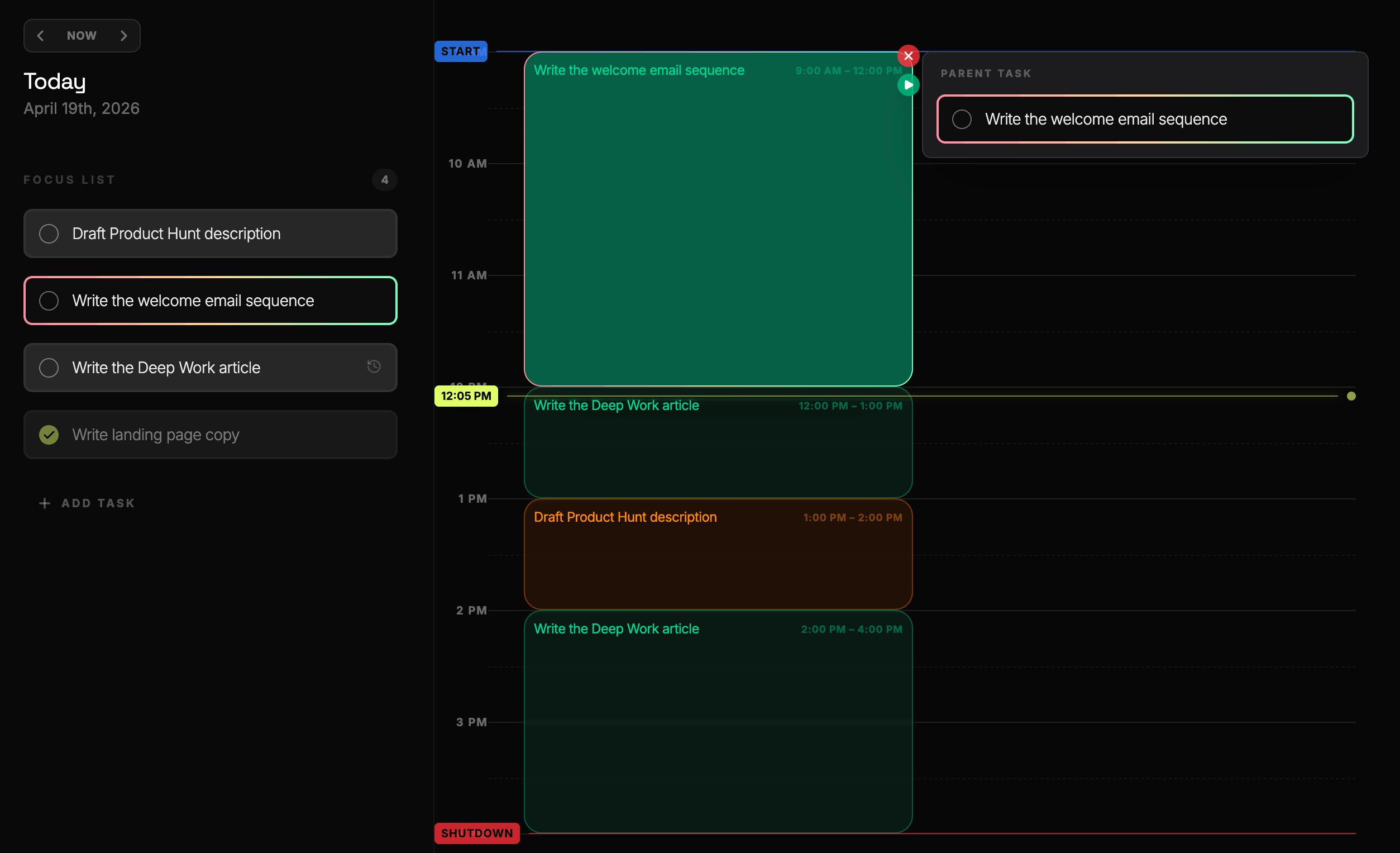 FocusLedger Time Boxing